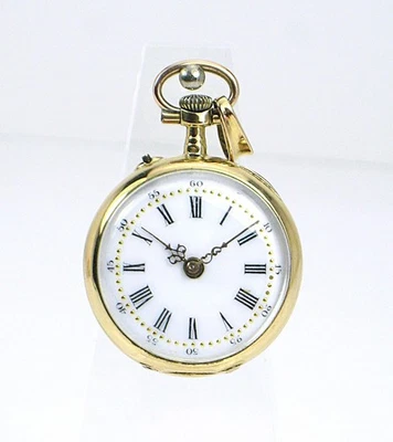 Taschenuhr aus 18 Karat Massivgold mit Reliefdekor und Steinen – um 1880 - Bild 1 von 4