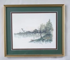 F. Massa Vintage Watercolour Lithograph Print Framed Under Glass H32 W37 cm