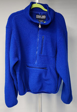 Vintage Lands' End Fleece Pullover Men's XL Royal Blue Quarter Zip USA Made