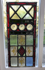 Antique Rectangular Stained Glass Panel.                                 #7399/9