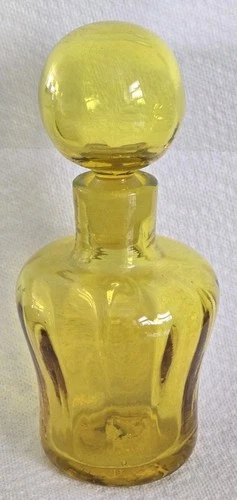 Blenko Joel Myers 669 JONQUI Early 60's Optic Decanter  Glass Ball Stopper 8.5"