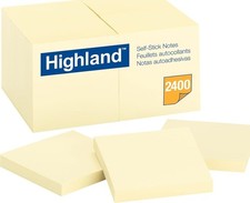 Highland Sticky Notes, 3 x 3 Inches, Yellow, 24 Pack 6549-24 