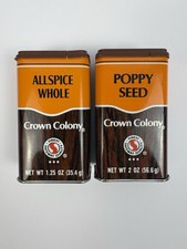 Lote de 2 latas de metal vintage Safeway Crown Colony - todas las especias enteras, semillas de amapola