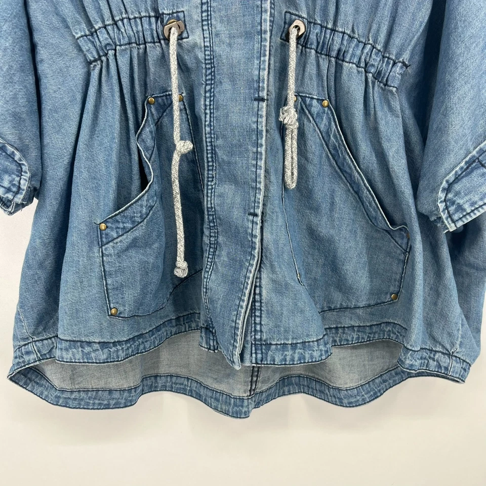Chaqueta de mezclilla Anthropologie Pilcro Kimono para mujer XS/S azul con capucha de gran tamaño Foto 3 de 4