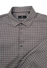 Hart Schaffner Marx Shirt Gray Checks Men's Size XL Long Sleeve Egyptian Cotton