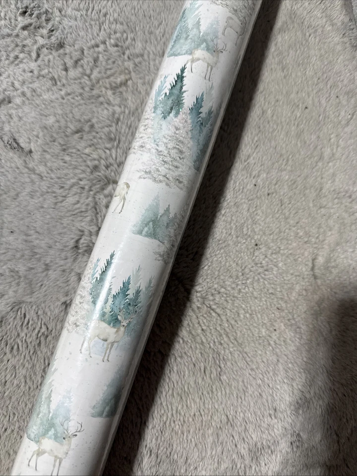 Punch Studio Glitter Christmas Wrapping Paper New Deer Design NWT - Image 2 of 4