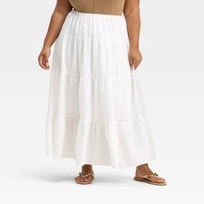 Women's Crinkle Gauze Pull-On Maxi Skirt - Universal Thread White XXL
