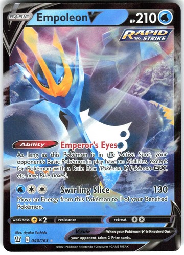 Empoleon V 040/163 Holo V Rare Battle Styles Pokemon Near Mint