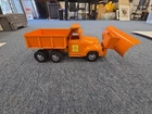 VINTAGE PRESS STEEL TONKA STATE HI WAY DEPT HYDR DUMP TRUCK & PLOW
