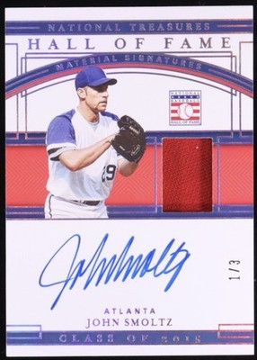 2020 National Treasures #1/3 HOF Material Signatures Holo SilverJohn Smoltz Auto
