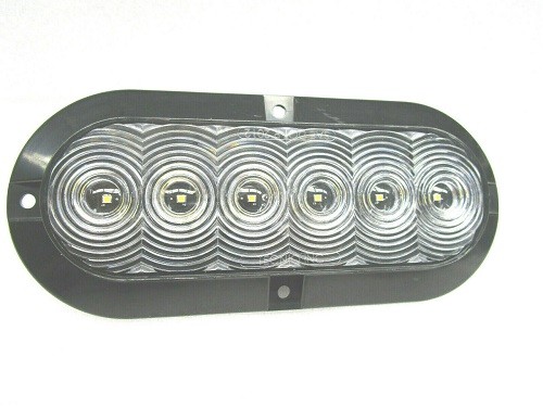 T66-WCSA-1 6" Oval 6 LED White Reverse Surface Mount Clear Lens Amp Connector