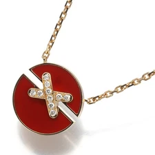 Auth CHAUMET Necklace Carnelian Diamond Jeux de Liens Harmony 18K RG