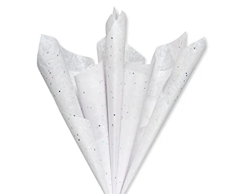 4 Sheet White Tissue Paper with Iridescent Fleks for Valentines Day, - Image 2 of 4