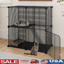 2 Tier Indoor Cat Cage 28" Cat Enclosure DIY Cat Playpen 28"L x 14"W x 28"H