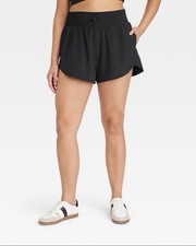 All in Motion Women's Size XS Woven Mid Rise Run Shorts 3" Black