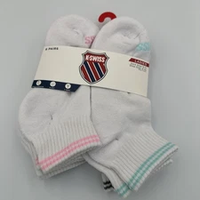 K-Swiss Womens Ankle Socks Size 9-11 Shoe Size 4-10 Cushioned Sole Y Heel 6 Pair