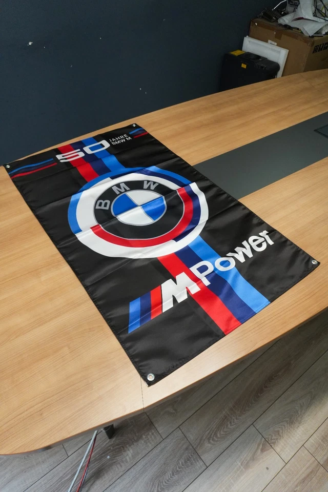 BMW M Power 50 Años Aniversario Bandera – 70×120 cm (27.5”×47.2”) Foto 4 de 4