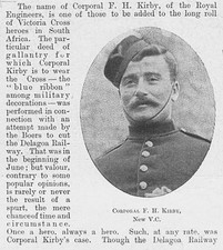 FRANK HOWARD KIRBY Royal Engineers Victoria Cross Recipient - Antique Print 1900