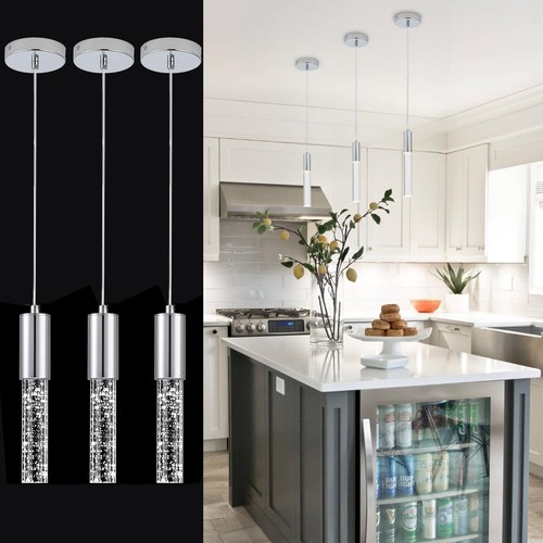 Pendant Lights Kitchen Island 3 Pack, 3000K LED Crystal Bubble Kitchen Island...