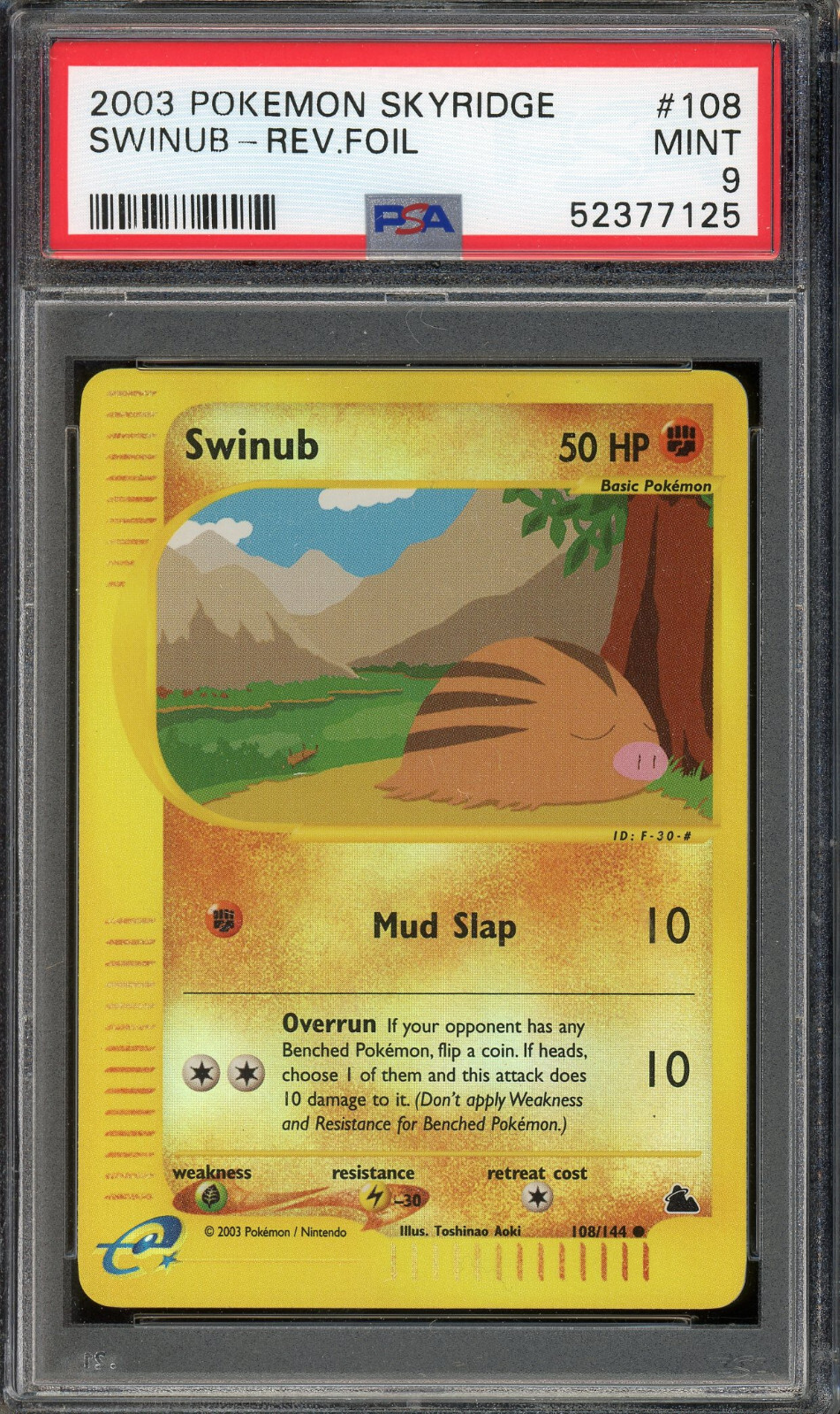 2003 PSA 9 Pokemon Swinub Skyridge Reverse Holo 108/144