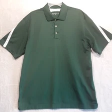 Nike Golf Dri-Fit Polo Shirt Mens Size Large/Dark Green/ White Logo Striped 