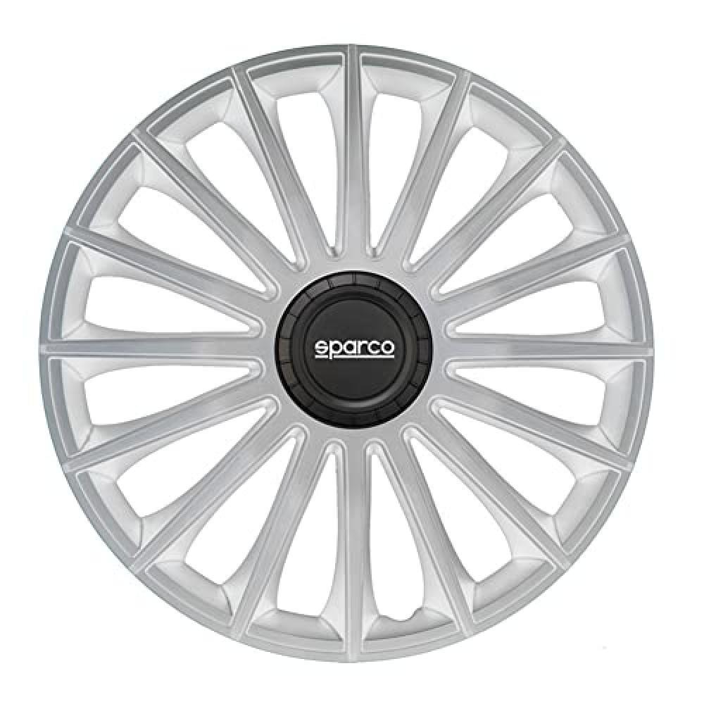 (TG. 15") Sparco Spc1593Sv Set Copricerchi 4 Pezzi Treviso 15 Pollici Argento, S