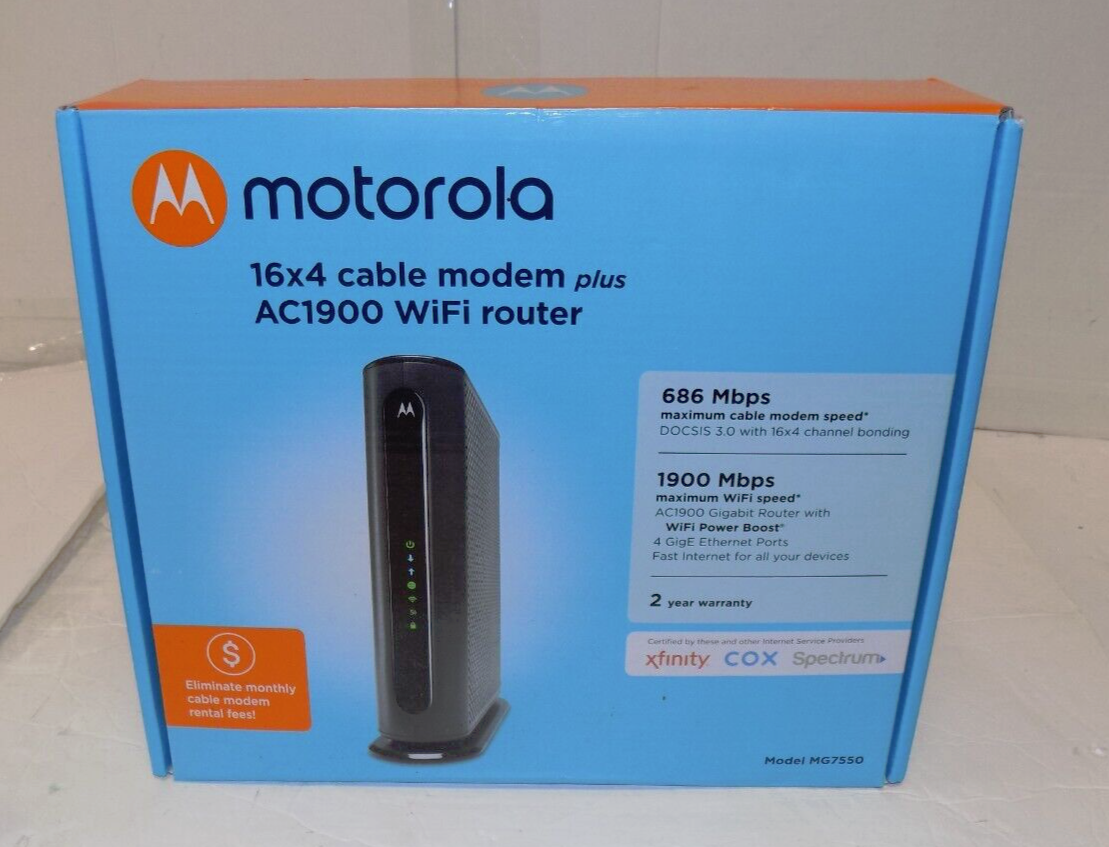 Motorola AC 1900 MG7550 Cable Modem + Wi-Fi Router-Black | eBay