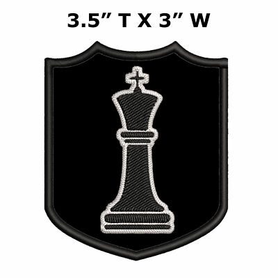 Black King Chess Piece Patch Embroidered Iron-on Classic Strategy Game Match