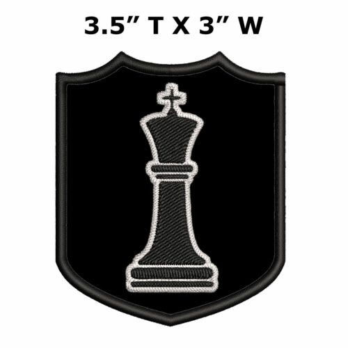 Black King Chess Piece Patch Embroidered Iron-on Classic Board Game Souvenir - Picture 1 of 23