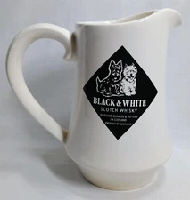 Vintage Ceramic Black & White Buchanan's Scotch Whisky Pitcher Scotty Dog