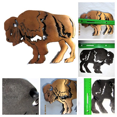 Buffalo Rustic Bison Trivet Copper Clad Cast Iron Footed Hot Plate Decorative 8" - Picture 6 of 19