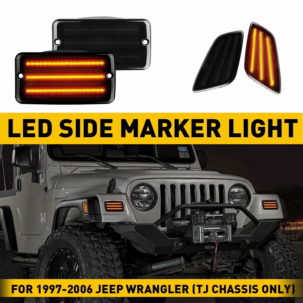 1997-2006 Jeep Wrangler TJ Smoked LED Side Marker Bumper Light
