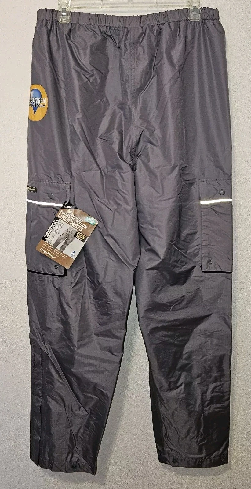 Sterns Dry Wear Rain Cargo Pants Men Size XL RipStop Grey Mesh Lined Snap Legs