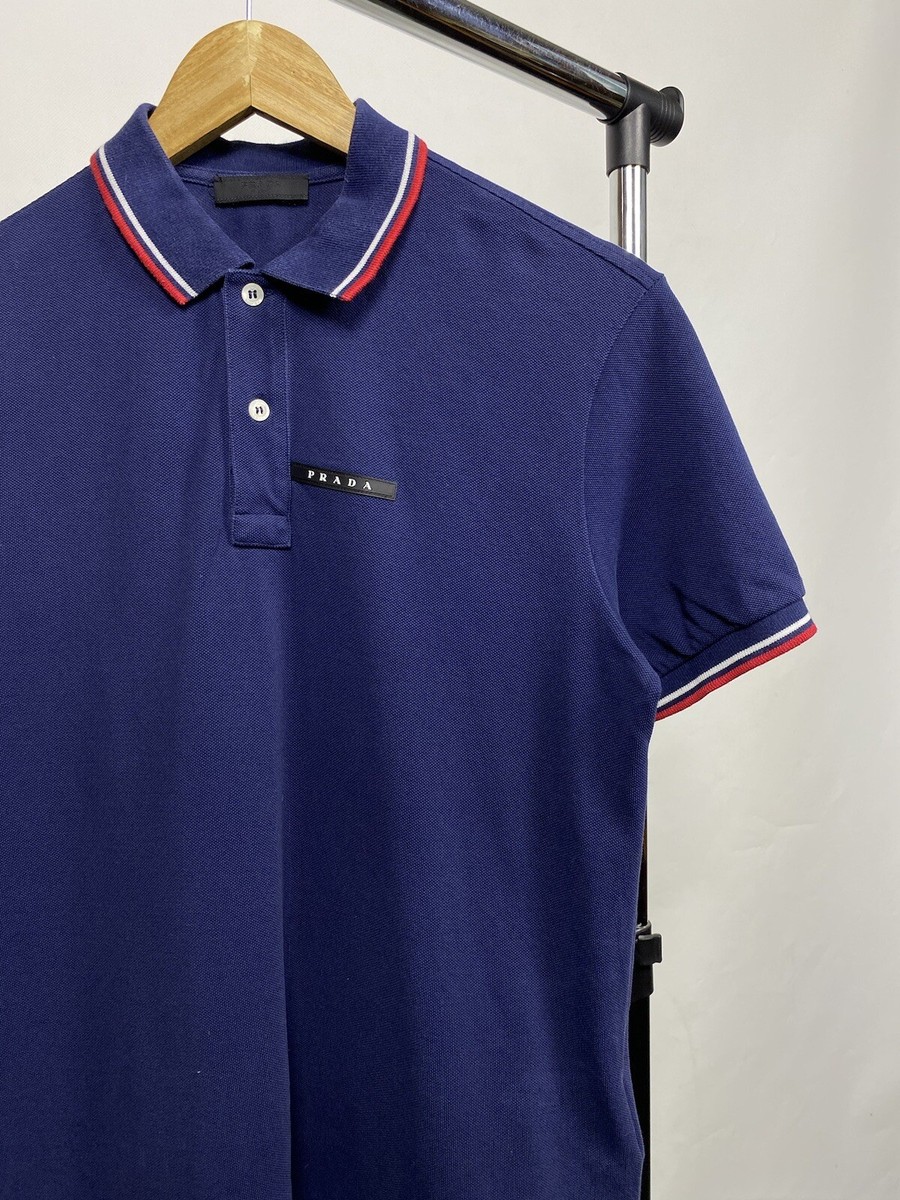 Prada Polo Shirt Black Tab In Blue Size M 2020 | eBay