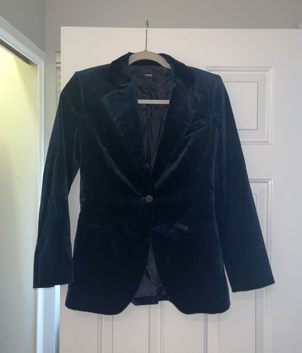 $600 Theory Size 0 Velvet Single Button Cinched Blazer $600 Theory Size 0 Velvet Single Button Cinched Blazer