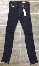 Diesel Skinzee Jeans Super Slim Skinny Regular Waist Wash 0813C Blue $168 NWT
