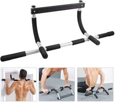 NEW Steel Pull Up/Chin Up Bar Adjustable Power Black For Pull Ups in Home Gym US