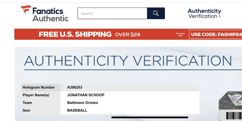 Бейсбольный мяч с автографом Джонатана Шопа - Изображение 2 из 2