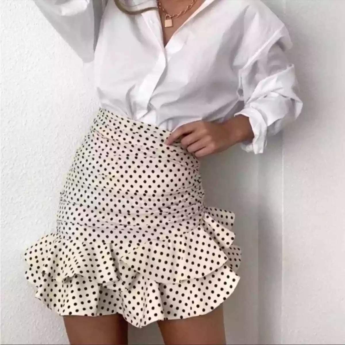 White ruffle skirt clearance zara
