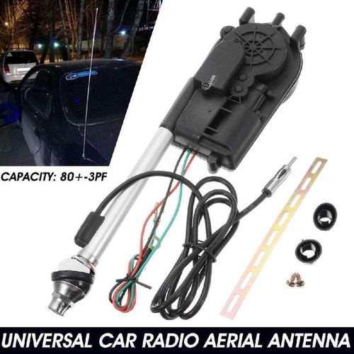 -Black 12V Automatic Antenna Car AM/FM Radio Electric Power Mast Aerial