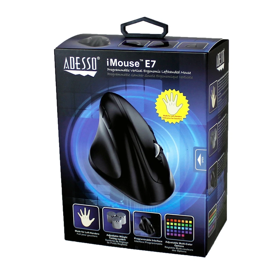 Adesso iMouse E7 Wired Optical Left-Handed Vertical Gaming Mouse - Image 4 of 4