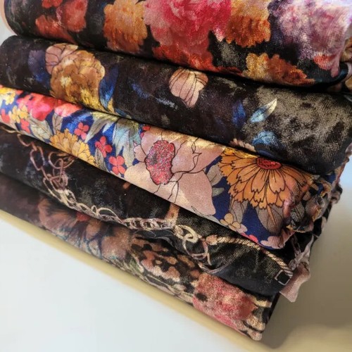 Floral Crush Velour Velvet Material Craft Dress Soft Upholstery Fabric 58" - 第 1/47 張圖片