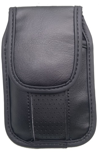 Étui en cuir noir vertical avec clip de pincement convient à Great Call Lively téléphone à clapet - Photo 2 sur 6
