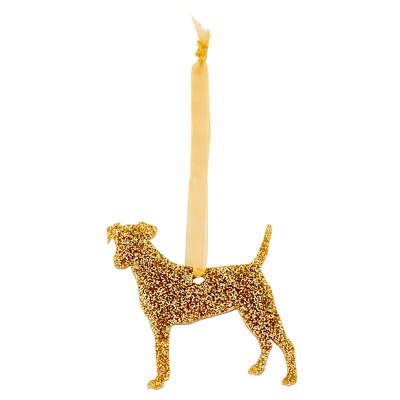 Glatter Foxterrier Hund Style A Glitzer Weihnachtsdeko - 11 Farben zur Auswahl.