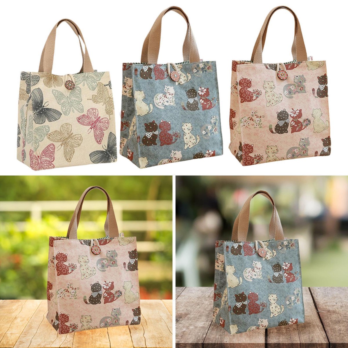 Lunch Bag Handbag Fashionable Women Canvas Tote Bag for Party Camping Work
