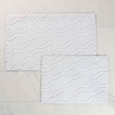 Ceton Jacquard Geometric Washable Anti Skid Backing Bath Rug, Set of 2