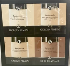 ARMANI BEAUTY Luminous Silk Perfect Glow Flawless Foundation Card 4 Shades NEW!