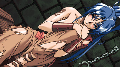 Anime pixel art pc98 game cg torn clothes girls blue Playmat Game Mat Desk