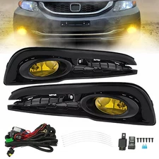 Fit For 2013-2015 Honda Civic 4DR Sedan Yellow Bumper Fog Lights Lamps W/ Switch