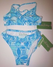 LILLY PULITZER Sansa Bikini Set WHAT A RACQUET Swimsuit Set ARIEL BLUE 2 2T NWT